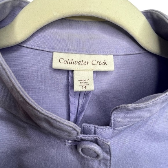 Coldwater Creek Button Down Lavender Jacket 100% Cotton Slip Pockets Size 14 - Picture 2 of 12